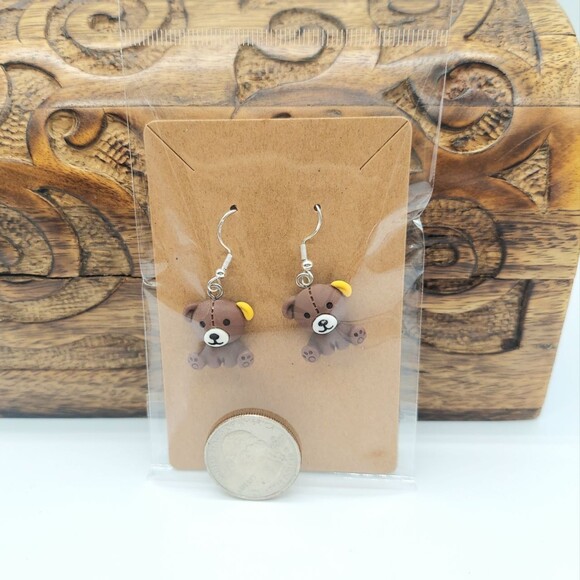 3D Cute Teddy Bear Earrings Kawaii Anime - Picture 2 of 2